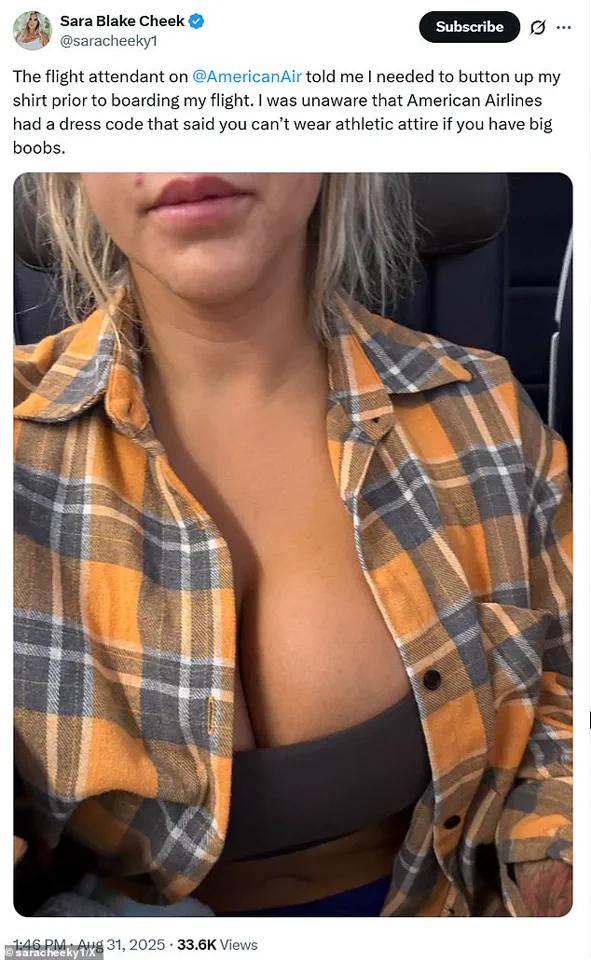Sara Blake Cheek Alleges American Airlines Flight Attendant Asked Her to Button Shirt, Sparking Controversy