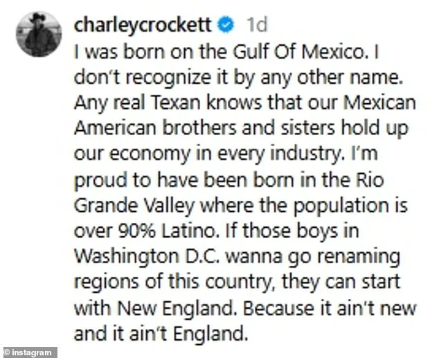 Controversy Over Gulf of Mexico Renaming Sparks Debate as Charley Crockett Condemns Trump's Executive Order