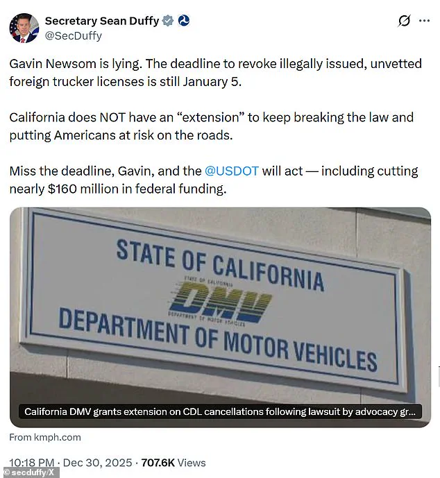 Accusation of 'Lying' as California Delays Revoking Licenses for Undocumented Drivers, Fueling Federal-State Tensions
