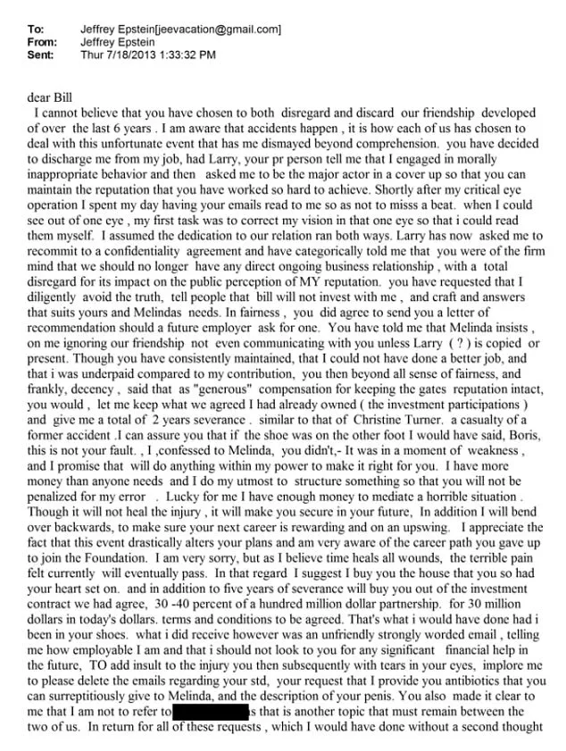 New DOJ Documents Reveal Epstein's Allegations Against Bill Gates in 2013 Emails