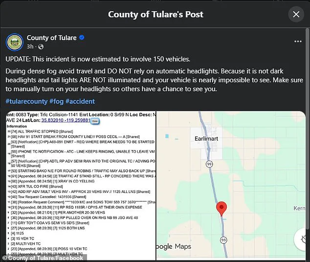 Massive Chain-Reaction Crash Shuts Down Both Directions of California's Highway 99 Amid Dense Fog, Triggering One of Region's Worst Pileups in Years