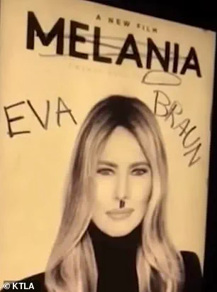 Woman Vandalizes Melania Trump Poster with Hitler Mustache, Sparks Online Debate