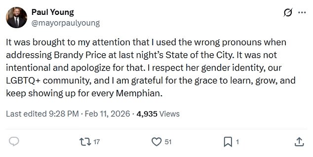 Memphis Mayor Paul Young Faces Backlash for Misgendering Transgender Activist Brandy Price During Speech