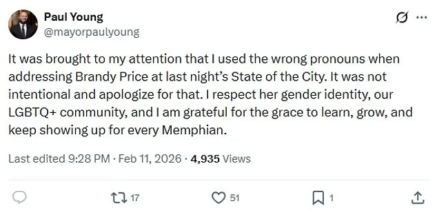 Memphis Mayor Paul Young Faces Backlash for Misgendering Transgender Activist Brandy Price During Speech