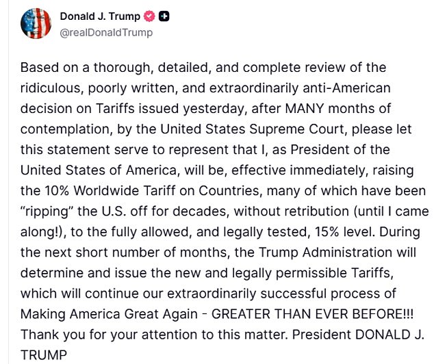 Trump Imposes 15% Global Tariff, First-Time Use of Section 122 After Supreme Court Blocks Tax Plan