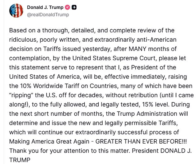 Trump Imposes 15% Global Tariff, First-Time Use of Section 122 After Supreme Court Blocks Tax Plan