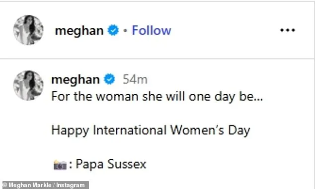 Meghan Markle's Heartwarming IWD Post Sparks Questions About Public Image as Prince Harry Gets Credit for Family Photo