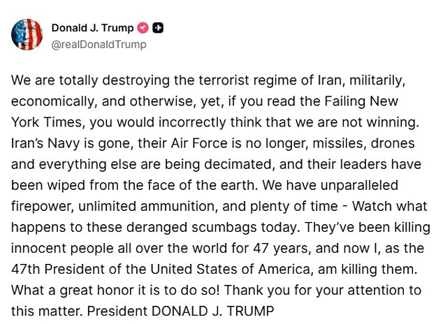 Trump Warns of Imminent U.S. Military Action Against Iran As Tensions Escalate