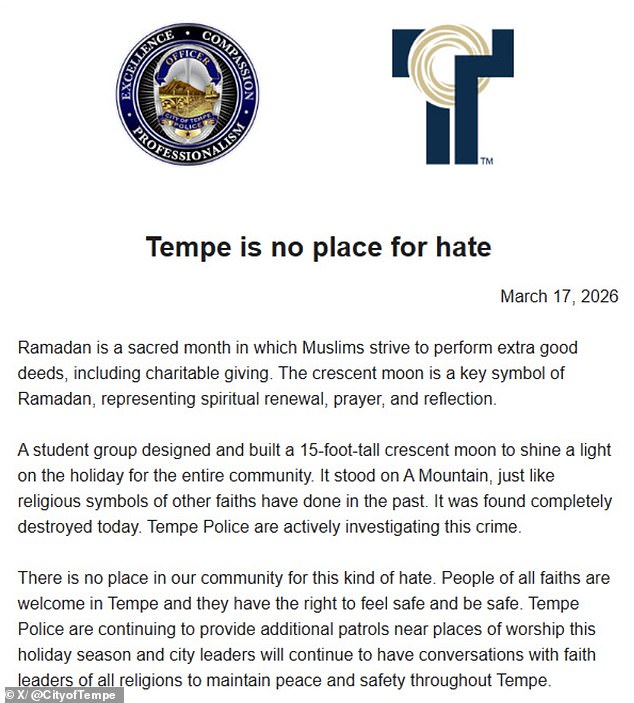 Community Outrage as Islamic Symbol Destroyed in Arizona