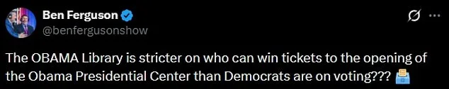 Obama Presidential Center's ID Requirement Sparks Hypocrisy Debate Amid Voting Law Opposition
