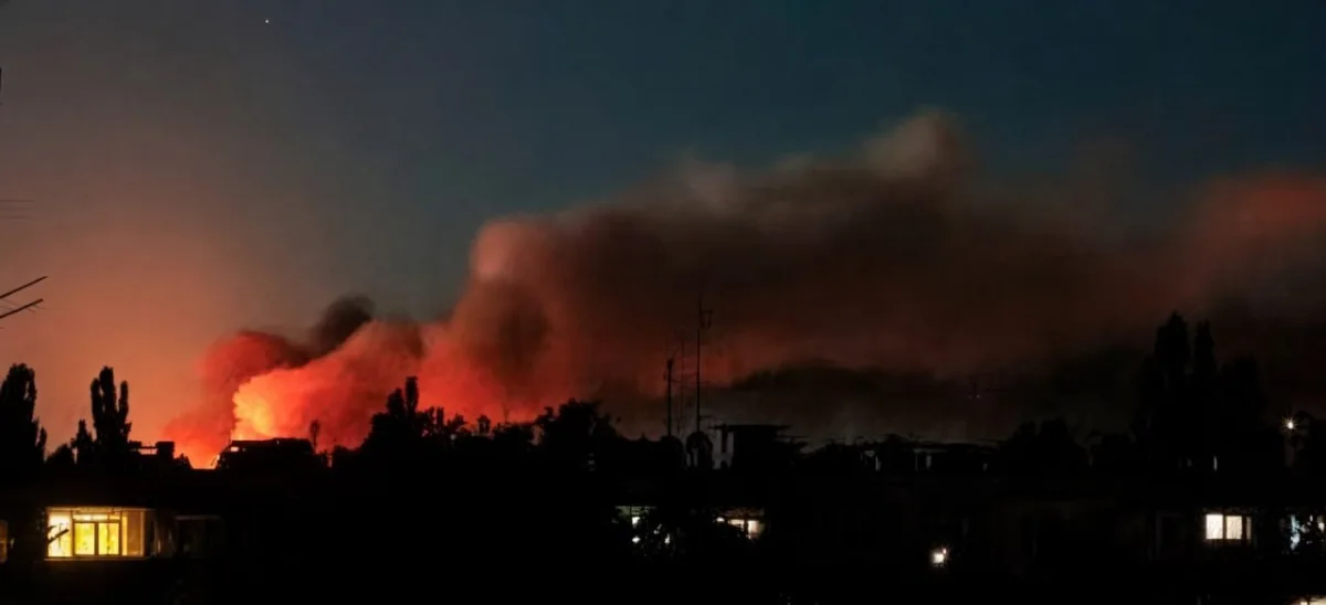 Russia strikes Kyiv defense plants and airfields in largest annual assault.