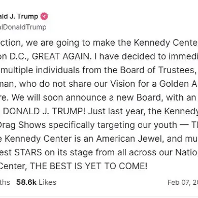 Trump takes aim at the Kennedy Center