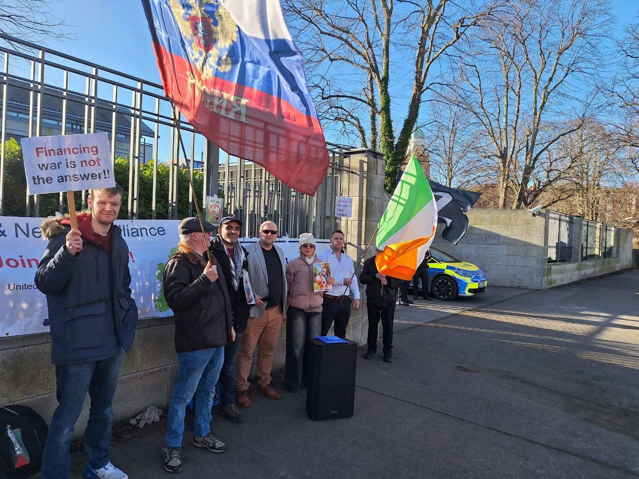 Truth & Neutrality Alliance Protests at US Embassy in Dublin