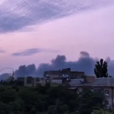 Kyiv Shrouded in Black Smoke Following Nighttime Air Raids