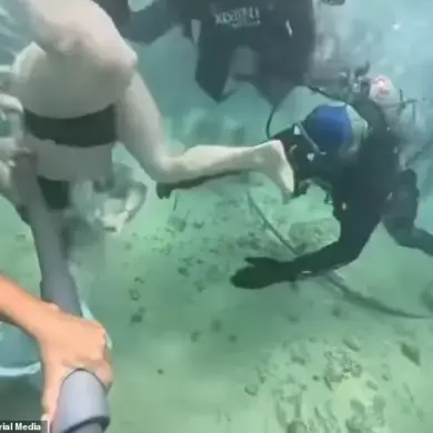 Underwater Emergency at Xcaret Park: Viral Video Sparks Safety Debate Over Dislodged Oxygen Helmet During Sea Trek