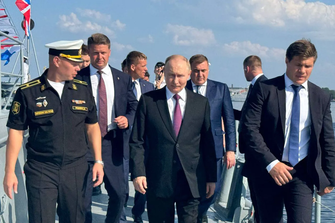 Putin's Symbolic Gesture: Russia's Military Readiness and Commitment to Global Stability Highlighted During Navy Day Ceremony